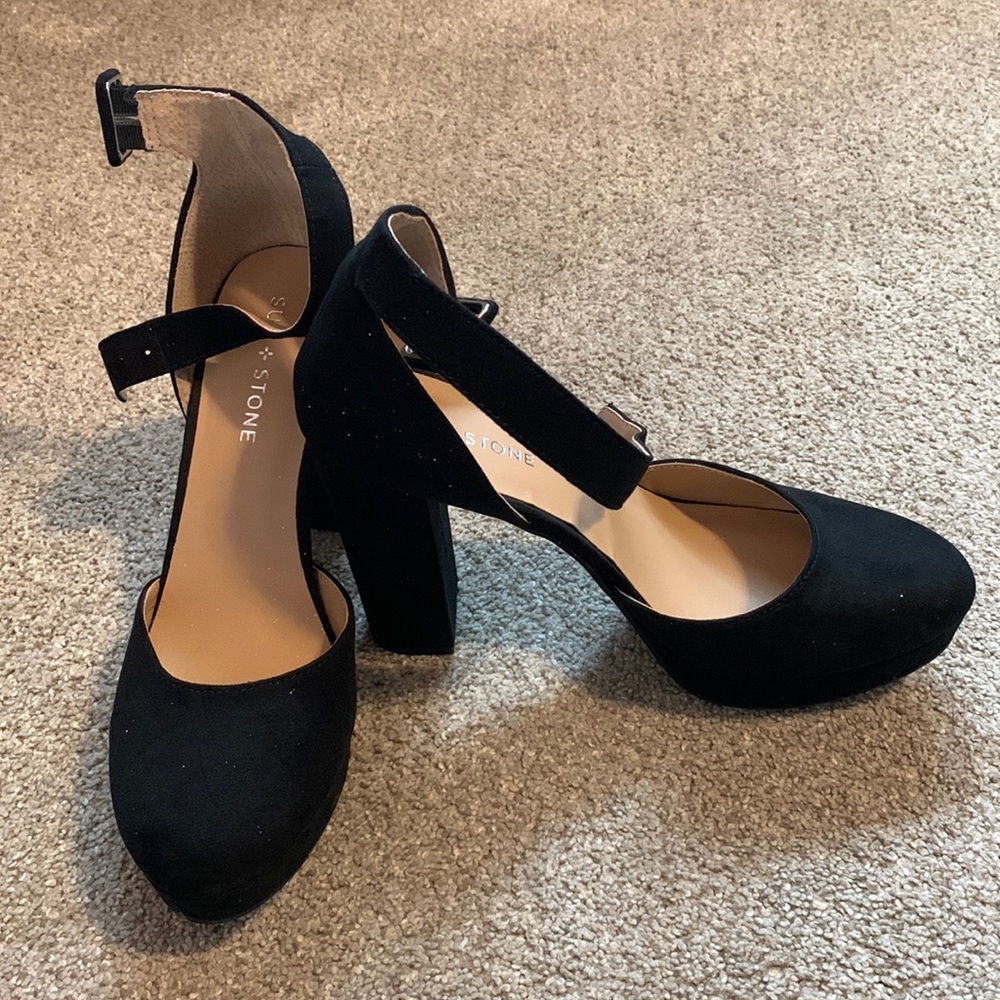 Black suede heels